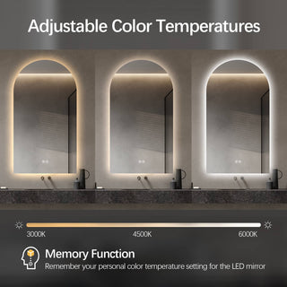90x50cm Arched Frameless LED Mirror