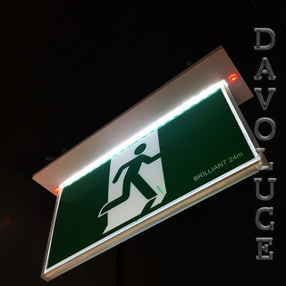 Brilliant Lighting | BLADE LED Exit Sign with Emergency Downlight | Davoluce Lighting - Exit Sign for commercial use, indoor only, recessed or surface mounted, green exit sign. Delivery in all Australia, Melbourne, Sydney, Brisbane, Perth