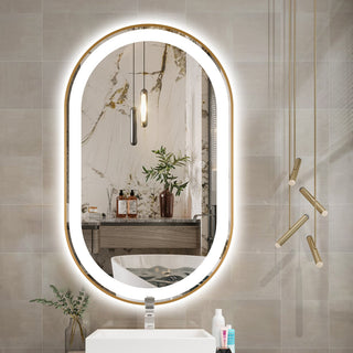 130x70cm Oval Gold Framed LED Mirror
