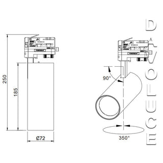 TH30LED/BK/TC 30W LED Track Lights, Single circuit track lights, 3 wire track lights Australia. Davoluce Lighting