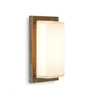 Moretti Luce 3410 | Ice Cubic Rectangular 13w LED Wall Light. Italian Made Solid Brass Exterior wall lights. Available in Aged Brass, Nickeled Brass and Natural Brass finishes