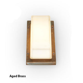 Moretti Luce 3410 | Ice Cubic Rectangular 13w LED Wall Light. Italian Made Solid Brass Exterior wall lights. Available in Aged Brass, Nickeled Brass and Natural Brass finishes