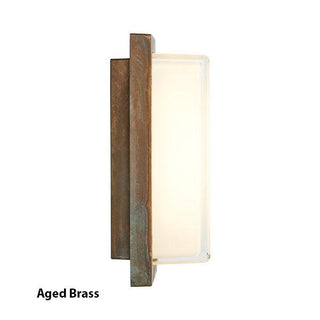 Moretti Luce 3410 | Ice Cubic Rectangular 13w LED Wall Light. Italian Made Solid Brass Exterior wall lights. Available in Aged Brass, Nickeled Brass and Natural Brass finishes