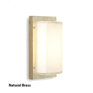 Moretti Luce 3410 | Ice Cubic Rectangular 13w LED Wall Light. Italian Made Solid Brass Exterior wall lights. Available in Aged Brass, Nickeled Brass and Natural Brass finishes