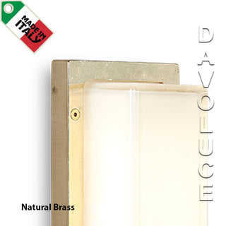 Moretti Luce 3410 | Ice Cubic Rectangular 13w LED Wall Light. Italian Made Solid Brass Exterior wall lights. Available in Aged Brass, Nickeled Brass and Natural Brass finishes