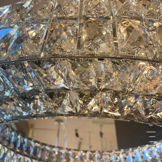 90cm One Tier Round Crystal Pendant, This pendant is similar to Allegri 11705-010-FR001 Rondelle Chrome 35" Drum Pendant Lighting Fixture