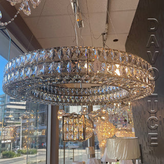 90cm One Tier Round Crystal Pendant, This pendant is similar to Allegri 11705-010-FR001 Rondelle Chrome 35" Drum Pendant Lighting Fixture