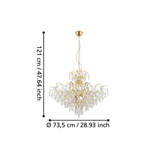 39606 - Eglo Fenoulett Ø75cm 9 Light Crystal Chandelier