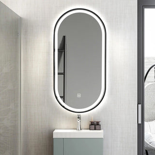 100x50cm Oval Black Framed LED Mirror
