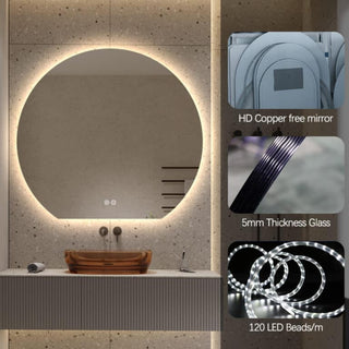 Moon Wall LED Mirror 90 x 100 Backlit Frameless