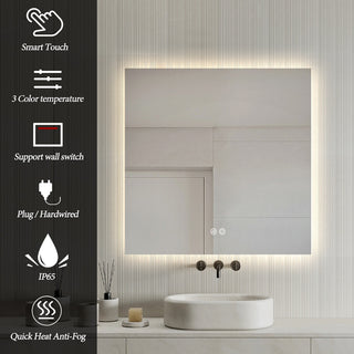 60x60cm Square Frameless LED Mirror
