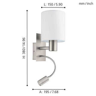 Eglo 	96477 Pasteri Wall Light. We have many wall lights suitable for hotels and bedrooms. Wall lights with adjustable arms. Wall lights with built-in switches. Bedside wall mounted lights Australia