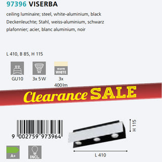 Eglo 97396 VISERBA SP 3X5W GU10 LED 4000K BLK/SIL. Davoluce Lighting