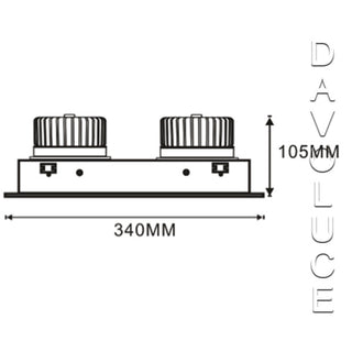 Indirect (Lightel) B512/40W Double Rectangular 2 x 20W LED Adjustable Commercial DL