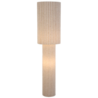 Alcona Floor Lamp in beige fabric with vertical ribbed texture, modern sculptural lamp design.