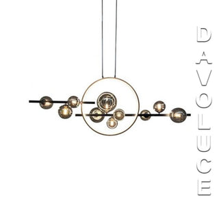 Saturn Bar 10 Light Pendant With LED circle. Modern pendant light for dining tables, contemporary pendant lights for kitchen benches. Australia wide delivery by Davoluce Lighting