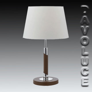 BELMORE walnut & Chrome Table Lamp With a Tapered White Shade, From Telbix Australia - Davoluce Lighting