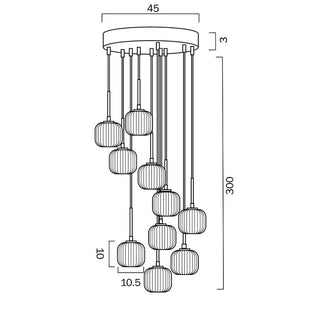 TELBIX Bobo 10 Light Pendants, Davoluce Lighting 