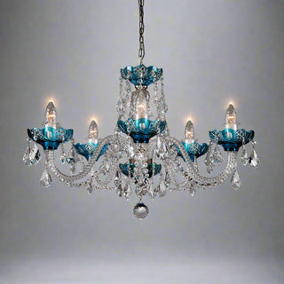 Azure Galaxy Czech Crystal 5-Light Chandelier