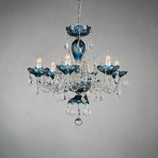 Azure Galaxy Czech Crystal 6-Light Chandelier