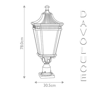 Cotswold Lane Large Outdoor Pedestal Light by Elstead. Lightco The classic styling of the Cotswold Lane collection features the look of architectural moulding at the top of each pane of clear beveled glass. 