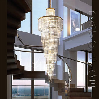 Extra Large Crystal chandelier Australia, Extra large foyer chandeliers Sydney, large foyer lighting for high ceilings, Chandelier for high ceiling dining room, Spiral crystal chandelier Melbourne. Davoluce Lighting