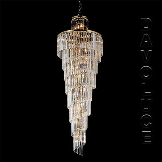 Extra Large Crystal chandelier Australia, Extra large foyer chandeliers Sydney, large foyer lighting for high ceilings, Chandelier for high ceiling dining room, Spiral crystal chandelier Melbourne. Davoluce Lighting 