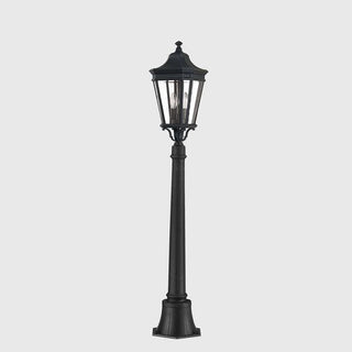 Cotswold Lane Medium Outdoor Bollard/Post Light by Elstead. Lightco The classic styling of the Cotswold Lane collection features the look of architectural moulding at the top of each pane of clear beveled glass.