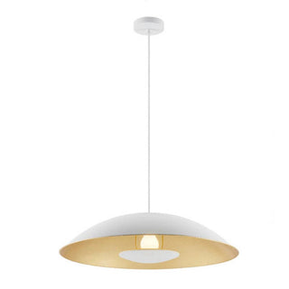 Telbix Daxia 60cm Pendant White from $259.00. Large pendant above dining table. White/gold industrial look pendants for dining rooms