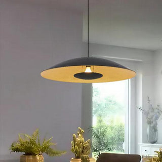 Telbix Daxia 80cm Pendant Black from $399.00. Large pendant above dining table. Black/gold industrial look pendants for dining rooms