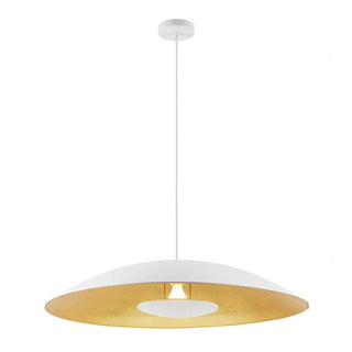 Telbix Daxia 80cm Pendant White from $399.00. Large pendant above dining table. White/gold industrial look pendants for dining rooms