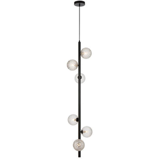 Telbix ELSON 6 LIGHT PENDANT BLACK - Pendant lights Australia, pendant lights Melbourne, Bedside pendant lights, Staircase Pendant Lights. Modern Pendants for dining tables in Melbourne. Pendant Lights for Every Setting. 