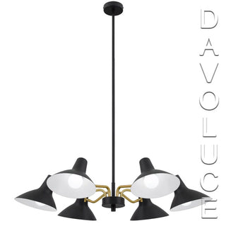 Telbix Farbon 6 Lights Pendant - Black. Mid-century modernist style pendant lights Melbourne. Mid century modern pendant lights Sydney, Mid Century Modern Lighting Australia. Australia wide delivery by Davoluce Lighting