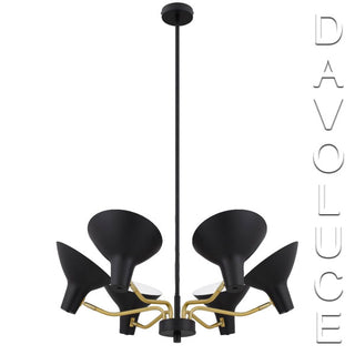 Telbix Farbon 6 Lights Pendant - Black. Mid-century modernist style pendant lights Melbourne. Mid century modern pendant lights Sydney, Mid Century Modern Lighting Australia. Australia wide delivery by Davoluce Lighting