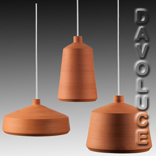 Flame Spanish handmade pendant lights, clay pendant lights By Pott from Davoluce Lighting. Terracotta pendant lights on display at Davoluce Lighting Showroom in Melbourne. Designed and made in Spain by Miguel Ángel García Belmonte.