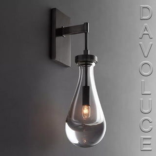 Glass Raindrop Wall Sconce for bedrooms, Solid brass wall lights for bathrooms, Unique architectural design wall lights Sydney, Melbourne, Perth, Sydney, Adelaide. Available from Davoluce Lighting