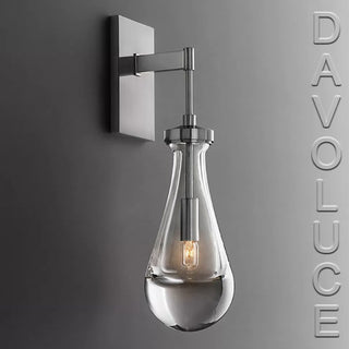 Glass Raindrop Wall Sconce for bedrooms, Solid brass wall lights for bathrooms, Unique architectural design wall lights Sydney, Melbourne, Perth, Sydney, Adelaide. Available from Davoluce Lighting