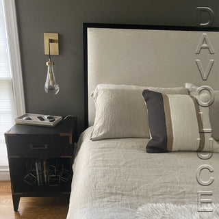 Glass Raindrop Wall Sconce for bedrooms, Solid brass wall lights for bathrooms, Unique architectural design wall lights Sydney, Melbourne, Perth, Sydney, Adelaide. Available from Davoluce Lighting