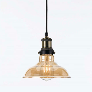 HERTEL 20cm Antique Brass And Amber Glass Pendant, From Telbix Australia - Davoluce Lighting