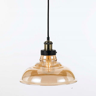 HERTEL 30cm Antique Brass And Amber Glass Pendant, From Telbix Australia - Davoluce Lighting