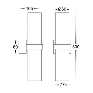 Havit HV10591T Luz Black TRI Colour Up & Down Wall Pillar Light. Designer up & down exterior wall lights, Solid Brass outdoor wall lights, External wall lights Melbourne