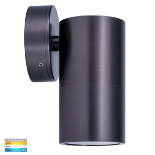 HV1175T Tivah Solid Brass Graphite Coloured 7W TRI Colour Fixed Down Wall Pillar Light