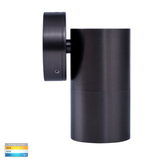 HV1175T Tivah Solid Brass Graphite Coloured 7W TRI Colour Fixed Down Wall Pillar Light