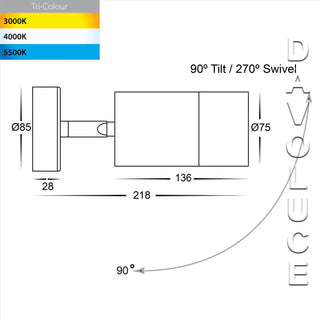 Havit HV1208T 316 Stainless Steel 12W Single Adjustable LED Wall Light, Davoluce Lighting