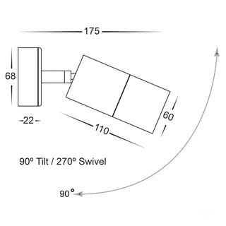 HV1225T Matt Black TRI Colou Single Adjustable LED Wall Light