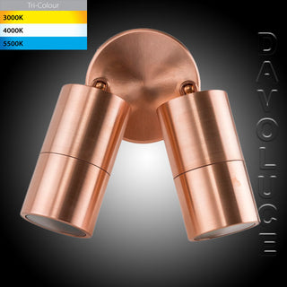 Havit HV1317MR16T - Tivah Solid Copper 2 x 12v 5W TRI Colour Double Adjustable Wall Pillar Light from Davoluce