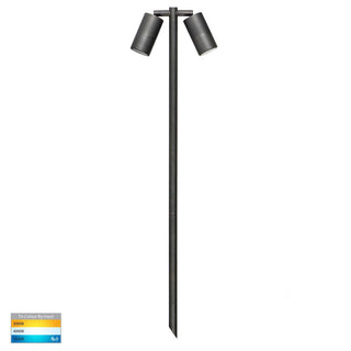 Havit HV1405T-AB - Tivah Antique Brass TRI Colour Double Adjustable LED Bollard Spike Light
