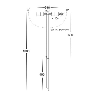 HV1405T-AB Tivah Antique Brass TRI Colour Double Adjustable LED Bollard Spike Light from $213.00