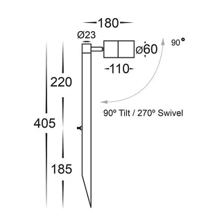 HV1407T-AB- Tivah Antique Brass TRI Colour Single Adjustable LED Spike Light. Antique Brass garden lights, Solid Brass garden spike lights, Garden lights Melbourne, Garden lights in Sydney, Adelaide, Brisbane, Perth