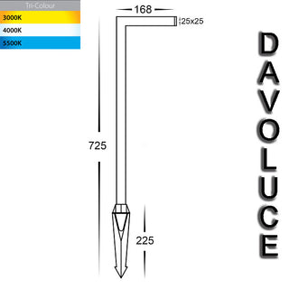 HV1459T-AB - Nedia Square 7w Tri Colour Antique Brass Garden Spike Light from Davoluce Lighting